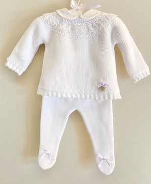 White Knitted Three Piece Set