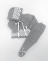 Grey Knitted Set With Lace Detail Grey