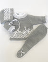 Grey Knitted Set With Lace Detail Grey