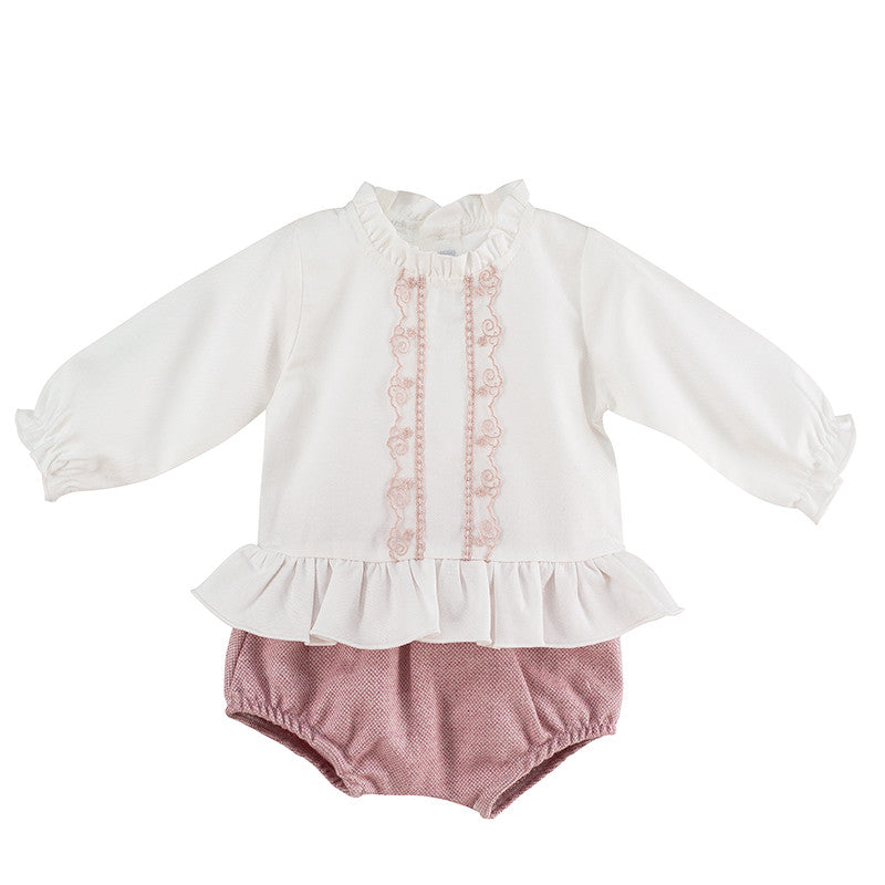 Girls Pink Shortie Ruffled Set